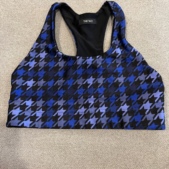 Size small blue houndstooth print sports bra Terez - Picture 1 of 3